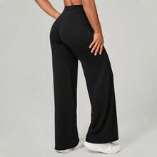 VANEZING 女士收腹提臀阔腿裤，高腰休闲宽松长裤，瑜伽裤，适合健身房、跑步、旅行和户外健身活动 | 女士健身服 - 慢跑裤 - 黑色 - 查看 11