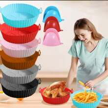1pc 7-Cup Silicone Air Fryer Baking Mold | Reusable Non-Stick Baking Tray | 7-Hole Pancake Cup Mold - Suitable For Air Fryer, Can Make Egg Tarts, Mini Cakes And Chocolates, Easy To Clean - Multicolor - View 10