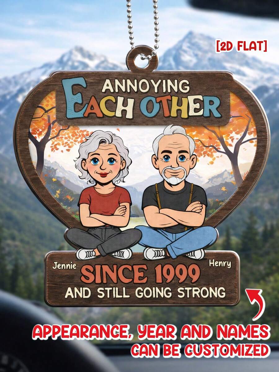 Mặt dây chuyền hình xe hơi hoạt hình bằng acrylic dành cho cặp đôi, món quà độc đáo và thú vị với thông điệp ấm áp.