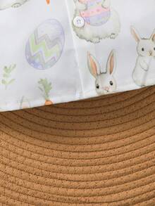 3pcs Baby Boy Easter Outfit Set: Short Sleeve Shirt With Collar, Bow Tie, Rabbit & Egg Print, Suspender Shorts, Spring/Summer Gentleman Suit - Khaki - View 6