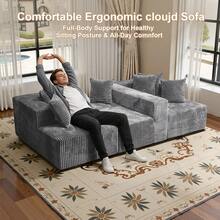 132-Inch U-Shaped Modern Sofa Bed,Boneless Couch For Living Room,Living Room Furniture Set,Recliner,Sofa Mit Schlaffunktion,Canape Convertible,Canapé Salon Modulable Compressé,Sofa Cama Para Dormir,No Assembly Required - 淺灰色 - 查看 3