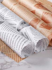 Vintage Newspaper Style Food Wrappers - 50 Pcs Greaseproof Oil-Proof Paper For Baking, Burgers, Sandwiches, And Party Food Presentation - Multicolor - View 9