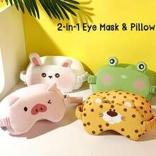 1 Pc Cartoon Pattern 2-In-1 Eye Mask & Pillow Design, Double-Sided Silk-Like Breathable Sleep Eye Mask, Relieves Eye Fatigue, Ideal For Girls' Naps, Blackout Eye Mask, Non-Tight & Ear-Friendly - Multicolor - View 1