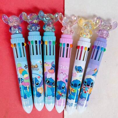 Juego de bolígrafos de gel borrables de la serie Stitch, bolígrafos de tinta con tema de dibujos animados de 0.5 mm, juego de bolígrafos de bola de metal con tema navideño con clip de bolsillo, retráctil, punta redonda, bolígrafos neutros
