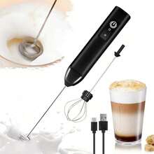 3-Speed Electric Milk Frother & Mixer, Rechargeable Handheld Electric Milk Frother, Stainless Steel Whisk, Adjustable Foam Maker For Coffee, Matcha, Latte, Cappuccino, Hot Chocolate - Multi-color High-end Models - View 4