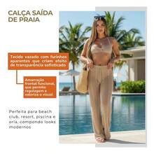 Women's Beach Cover-Up Pants With Cutouts, Summer Fashion, Ideal For Layering Over A Bikini, Swimsuit, Beach, Pool, Risorte - Beige - View 9