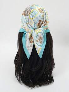 1条新款花卉几何图案印花女士休闲围巾/头巾/腰带，70厘米 - 彩色 - 查看 8