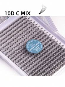 每盒800片，20排，超大容量托盘，蓬松3D/4D/5D/6D/8D/10D/2D俄式浓密预制睫毛簇，超快速嫁接，纤细纤长根部，进口韩国PBT纤维，超黑超柔软，C/D卷度，8-15mm预制睫毛簇，专业级 - C - 查看 15