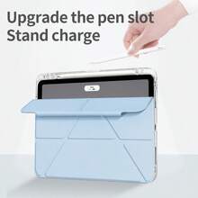 冰川蓝保护套，兼容 iPad 10/11/Pro11/12.9/Air11/13/10.2/10.5/Mini6-7 - 强磁吸式可拆卸，带扣环、笔槽、Y 型折叠多角度设计 - 淺藍色 - 查看 4