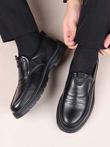 Zapatos formales de vestir para hombres, zapatos de cuero formales de alta calidad para caballero, zapatos de fiesta estilo británico, zapatos de cuero casuales cómodos para Navidad, fiesta de cumpleaños - Negro - Ver 5