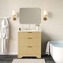 LIZHOUMIL 30" Modern Farmhouse Bathroom Vanity With Sink - Natural Oak Wood Finish Storage Cabinet With 2 Large Drawers & Unique Tilt-Out Drawer, Aesthetic Freestanding Vanity Set - Wood Cloor - View 1