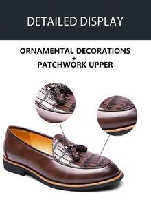 Salkin Classic Retro Men's Slip-On Loafers With Tassels, Elegant Gentleman's Leather Shoes With Luxurious And Soft Comfortable Feel, Suitable For Casual, Business, Formal Occasions Like School, Graduation, Office, Party, Wedding. Please Order One Size Up As The Sizing Runs Small, Suitable For Spring, Summer, Autumn Formal/Business Formal - Tassel Plaid Loafers - View 34