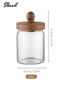 shoxil 1pc Coffee Bean Sealed Jar With Handle Wooden Lid Storage Jar Coffee Bean Glass Sealed Jar - Glass Bean Jar With Wooden Handle - View 11