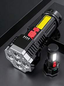 2pcs/1pc Rechargeable 5/4 LED Flashlight, Ultra Bright Tactical Headlamp, Battery Level Indicator, Waterproof Design, Suitable For Camping, Hiking And Emergency Situations. - L-29 - 查看 8