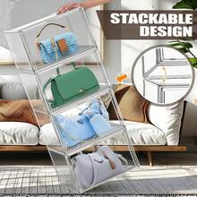 1/2/3pcs Transparent Magnetic Front-Open Shoe Storage Boxes, Thick PET Material, Dustproof & Moisture-Proof, Stackable, Suitable For Wardrobe, Hallway, Bedroom To Store Sneakers, High Heels, Boots, Bags, Large Capacity, Stable, Modern & Practical Storage Organizer - Clear - View 8