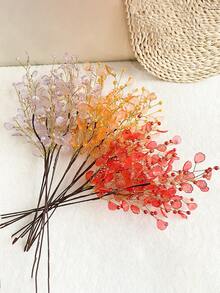1pc Clear Multi-Color Resin Leaf Artificial Flower, Fashionable Fishtail Shaped Artificial Plant Branch, Elegant Artificial Floral Stem, Holiday Gift Bouquet, Suitable For Vase Filler, Wedding Table, Home Party Decoration - Multicolor - View 4