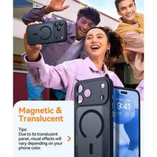Magnetic For IPhone 17 Pro Max Case(6.9"), Upgraded [Full Camera Protection] [Compatible With Magsafe] [Translucent Matte] Shockproof Protective Phone Case, Orange - Black - View 7