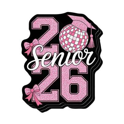 1/3/5 ملصق تخرج وردي لامع للفئة 2026 ، مجموعة ملصقات فينيل مع كرة تحت الماء وقبعة وفيونكات، هدايا تخرج جميلة للبنات، للكمبيوتر المحمول، زجاجة المياه 3 بوصة