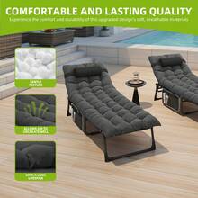 Yitahome Adjustable Sun Lounger With Cushion, 190 X 68 X 31 Cm, Foldable, 5-Position Adjustable, With Removable Headrest And Side Pocket, Load Capacity 136 Kg, For Garden, Beach And Camping, Black - 黑色 - 查看 6