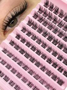 100/120片D型卷翘自然睫毛延长片，8-16毫米混合长度，蓬松轻盈，柔软簇状，DIY睫毛，可重复使用，适合节日派对，猫眼假睫毛，适用于各种场合。 - D - 查看 6