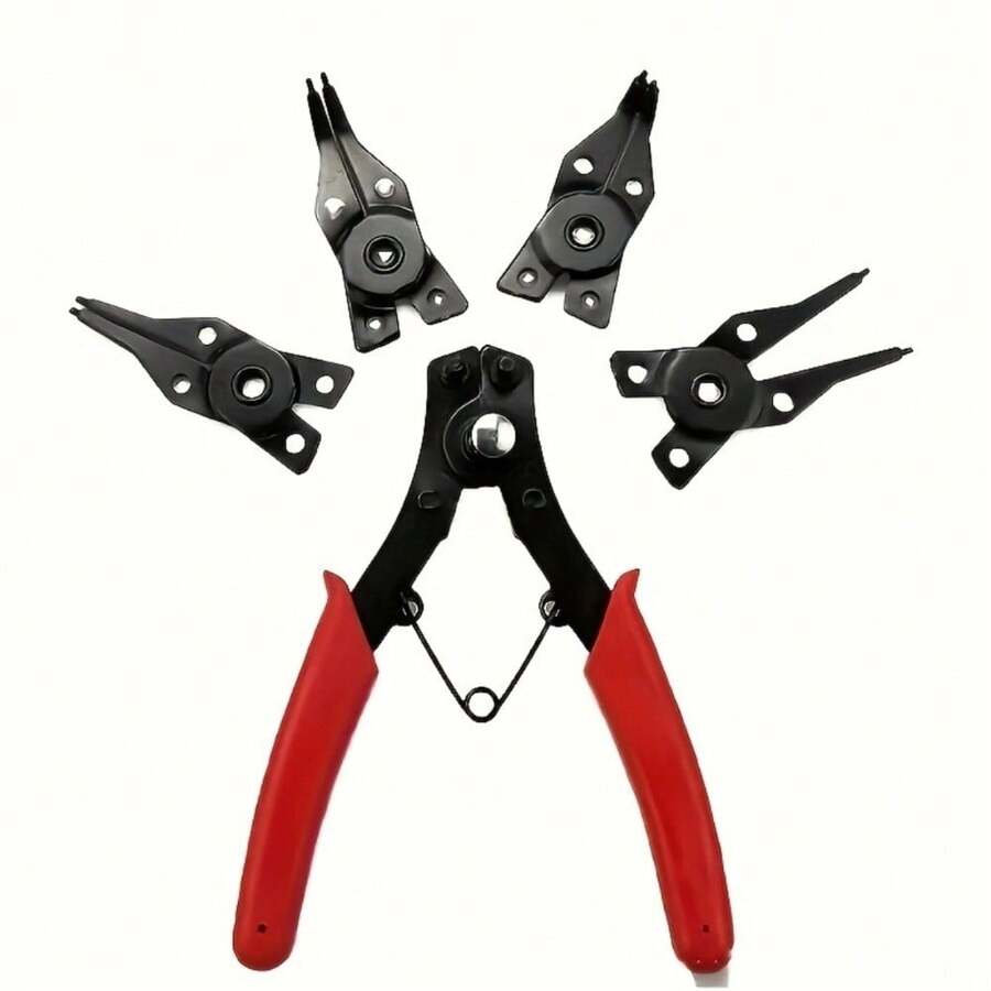 4-In-1 Circlip Pliers Set Snap Ring Pliers Multi Crimp Removable Plier Head Retaining Circlip Pliers Hand Tools Multifunctional - 1 Set - View 1