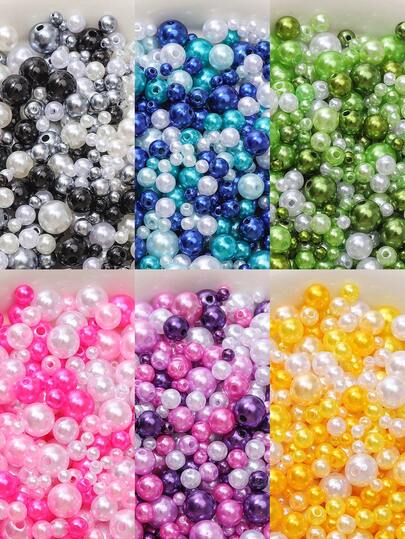 25克/包 4-10毫米混色仿珍珠套装 - DIY手工串珠手链项链首饰材料包，友谊手链制作，串珠首饰/配件/制作/用途，适用于手链、首饰、钥匙扣吊坠等，工艺配件首饰制作时尚礼品