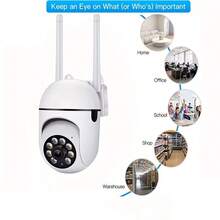 1pc 1080P Full HD 360° Panoramic Wireless WiFi Smart Security Camera, Dual-Way Audio, Pan/Tilt/Zoom, Night Vision, Motion Tracking, Suitable For Elderly Care, Pet Monitoring, Construction, Indoor/Outdoor Use - White - View 11