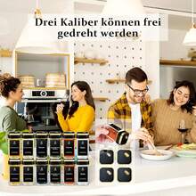 SAEIV Set med fyrkantiga kryddburkar, 12/24 kryddburkar med 4 olika utlopp, perfekt organisatör för kökskryddor, 120 ml kryddburkar, inklusive tratt, etiketter, rengöringsborste och sil - 2 Gyllene Gamla Hu - Visa 6