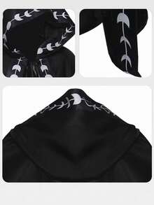 Men's Retro Medieval Renaissance Cosplay Cloak, With Sun And Moon Print, Suitable For Carnival Party - Black - View 5