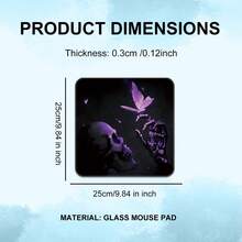 1pc Ethereal Butterfly & Skull Ink Glass Mouse Pad-3mm Durable Hard Gaming Mousepad, Anti-Scratch Nano Coating, Crystal Surface For Zero-Friction Precision Play - Multicolor - View 3