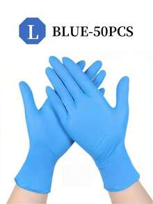 4/50/100pcs/Bag, Blue Disposable Gloves, Powder-Free Latex Touchscreen Disposable Non-Sterile Nitrile Examination Gloves Kitchen Cleaning Disposable Gloves - Blue - View 13
