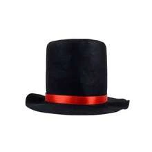 Lincoln High Top Hat, Decorated With Red & Black Ribbon - Hand Wash Only, Wedding Accessory, Festival Headpiece, Classic Design, Exquisite Craftsmanship, Suitable For Halloween And Christmas Events - Multicolor - View 7