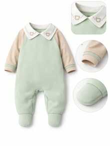 Maribaby Linens Saída Maternidade Bebê Menino Heitor 04 Peças Brasão Ursinho Bordado - Caqui - Visão 3