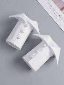 1 Pair Simple White Elegant Pearl Sleeve Cuffs, Suitable Autumn/Winter Decoration - Nhiều màu 2 - Xem 2