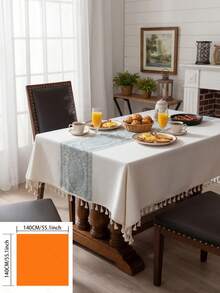 1pc Vintage American Country Style Green Floral Jacquard Tablecloth With Tassels, Rectangular Decorative Cover For Dining Table, Coffee Table, TV Stand, Entryway, Suitable For Holidays, Parties, Weddings, Banquets, Home Decor, All Seasons - Multicolor - View 17