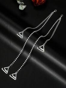 2Pcs/Pair Women's Rhinestone Bra Straps,Bra Straps,Rhinestone Shoulder Chain/Body Chain,Adjustable Length,Non-Tarnish,Shiny,Elegant,Sexy,For Wedding/Bar/Party/Beach/Date,Valentine's Day Gift - Silver - View 8