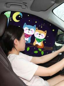 1件装可伸缩双层汽车遮阳帘，挡风玻璃遮阳板，通用型侧窗遮阳帘 - A - 查看 2