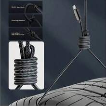 3条装 USB-C 充电线，兼容 ，尼龙编织数据线，适用于车载/室内/室外 USB-C 手机充电，苹果充电线 - 黑色+紫色+粉紅色 - 查看 5