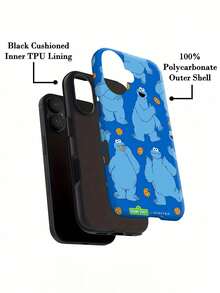 Estuche para teléfono con patrón divertido de Cookie Monster Compatible con estuches para teléfonos   17  16 Pro Max  15 Pro Max  13 y  12 Material dos en uno resistente al agua, a prueba de caídas y rayones Un gran regalo para familiares, amigos, amantes, novios/novias y el día de San Valentín - Blanco - Ver 6