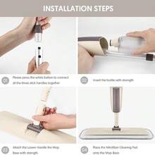 Spray Mop And Three Washable Pads | Water-Spraying Flat Mop, Household All-Purpose Floor Cleaner, Dry And Wet Dual-Purpose, Suitable For Hardwood, Laminate, Tiles, Ceramics - 4件套 白色 - 查看 10