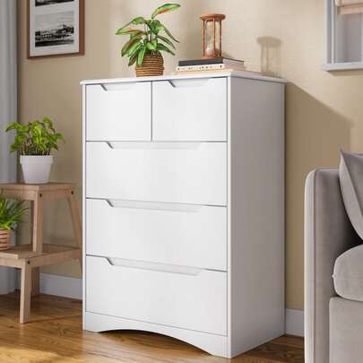 Asofer Cómoda blanca, cómoda para dormitorio, adecuada para pasillo, oficina, dormitorio, sala de estar, blanca.