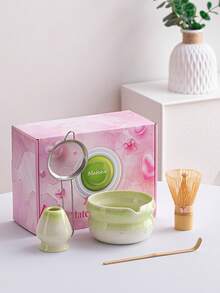 Japanese Matcha Tea Set, Includes Matcha Bowl With Spout, Bamboo Whisk, Spoon, Sifter And Stand. Lead-Free Material, Dishwasher . Ideal For Matcha Lovers, Christmas, Valentine's Day, Thanksgiving Gifts - Multicolor - View 3