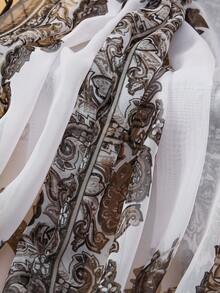 1 chiếc khăn voan chiffon in họa tiết hoa văn Paisley thanh lịch dành cho nữ, thoáng khí, mỏng nhẹ, kiểu dáng cổ điển, thích hợp để sử dụng hàng ngày. - trắng - Xem 4