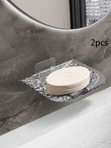 1pc Wall Mounted Soap Dish, Dual Layer Bathroom Soap Holder Tray, Rust-Proof Soap Saver Rack For Home - Multicolor - View 11