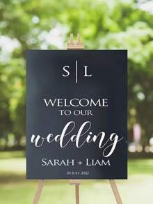 Customized 2D Acrylic Wedding Welcome Sign With Decorative Plaque And Ornaments - Designed With A Black Base, Suitable For Weddings, Anniversaries, Birthday Parties, Bridal Gift Events, Housewarming Celebrations - Multicolor - View 4