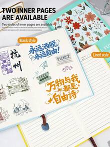 1 cuốn sổ tay A5 họa tiết hoa, sổ phác thảo chất lượng cao có tem bảo tàng, phù hợp cho học sinh, văn phòng tại nhà, v.v. - Sổ tay hoa - Xem 8