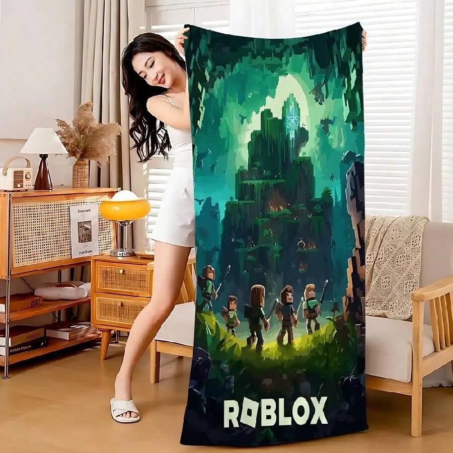 Games R-Robloxs Beach Towel Colorful Bath Towels For  Microfiber Quick Dry Custom Sand Free Beach Yoga Spa Gym Pool(8).Jpg - White - View 1