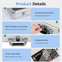 GCCSJ Display Case,Card Display Case For Shows, 34 In X 22 In Large Aluminum Cards Display Case, Portable Card Display Case With Anti Theft Lock For Sports Cards, TCG, Jewelry Exhibition - 1PC - View 8