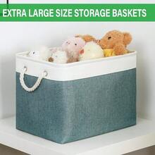Large Storage Baskets For Shelves 3 Pack Fabric Storage Bins For Organizing Linen Collapsible Organizer For Closet-Deep Gre1en - DeepGre1en - 查看 5