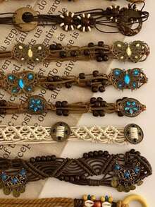 1 chiếc thắt lưng tua rua nhiều lớp phong cách cao bồi miền Tây Bohemian - Phong cách Mỹ Y2K sang trọng cổ điển, được trang trí bằng hạt ngọc lam và tua rua đính hạt, phụ kiện eo thời trang, mộng mơ đậm chất đồng quê, phù hợp cho các lễ hội âm nhạc, kỳ nghỉ, bãi biển và trang phục thường ngày. - Nhiều màu - Xem 4